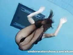 KiloTube presents: Zuzanna is swimming in pantyhose in the pool