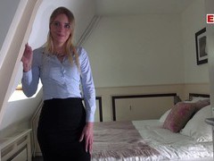 KiloTube presents: German female real estate agent secretary in pantyhose fuck