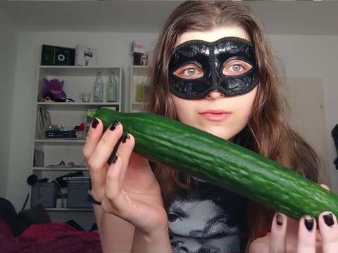 KiloTube presents: 18yo teen fucks huge cucumber!!!  small tits, shy teeny, perfect body  amateur teen