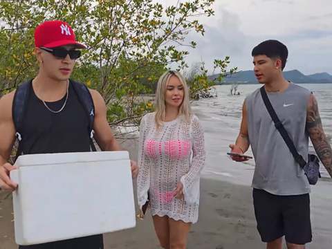 KiloTube presents: Threesome on the beach with stepbrothers - danner mendez - tatiana alvarez - max betancur