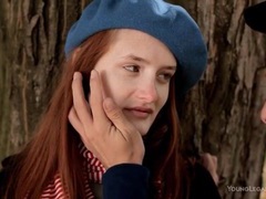 KiloTube presents: Kissing a sexy teen redhead in the park